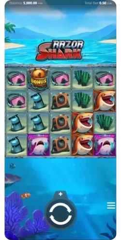 Razor Shark mobile Version auf Smartphone
